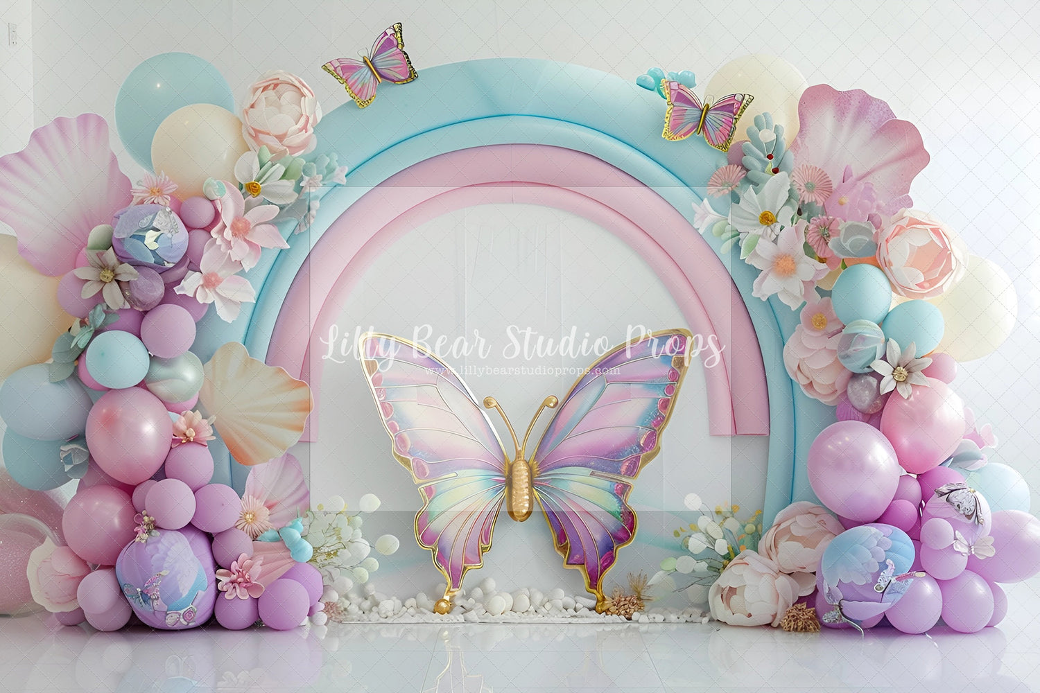 Purple & Pink Butterfly Balloon Arch