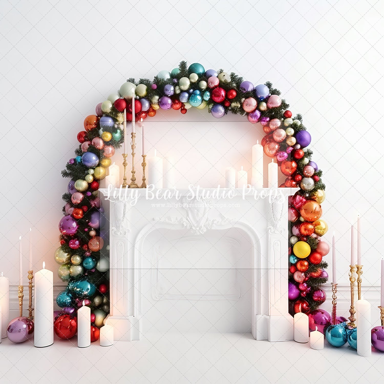 Rainbow Christmas Arch Fireplace