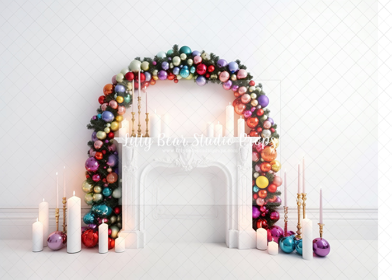Rainbow Christmas Arch Fireplace