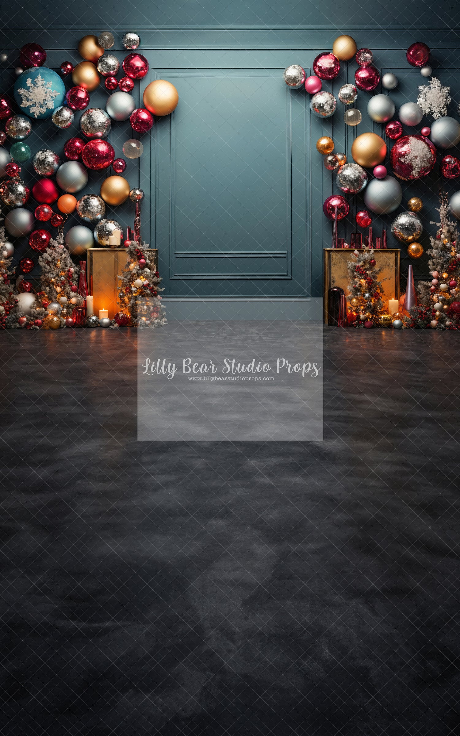 Christmas Teal Wall Metallic Christmas Balls - Sweep Option