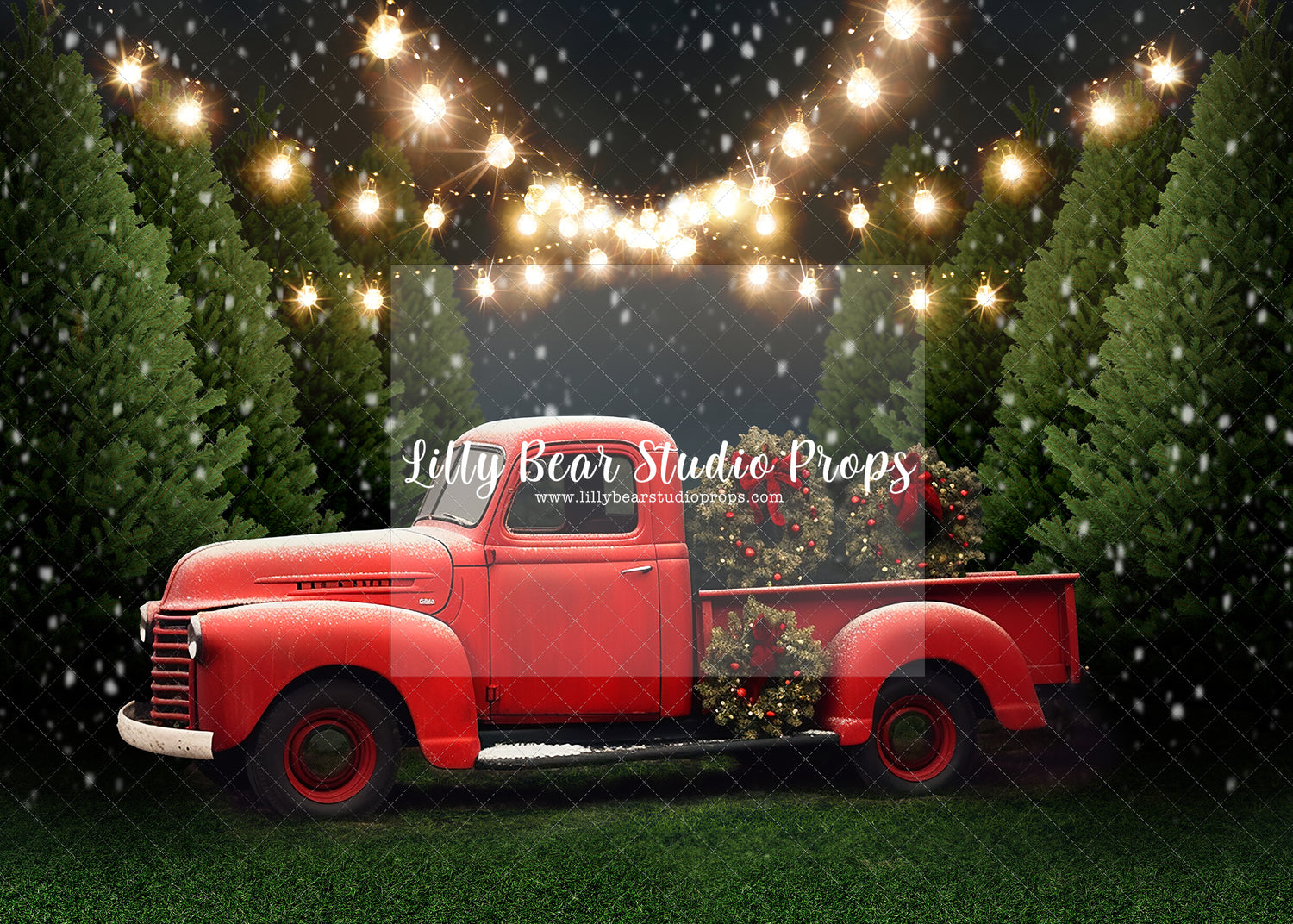 Red Truck Snowy Tree Farm