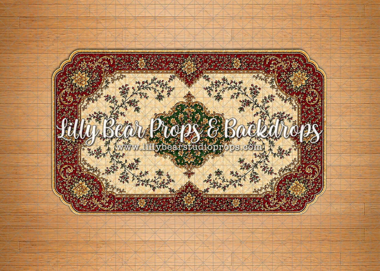 Red, Green and Gold Ornate Rug