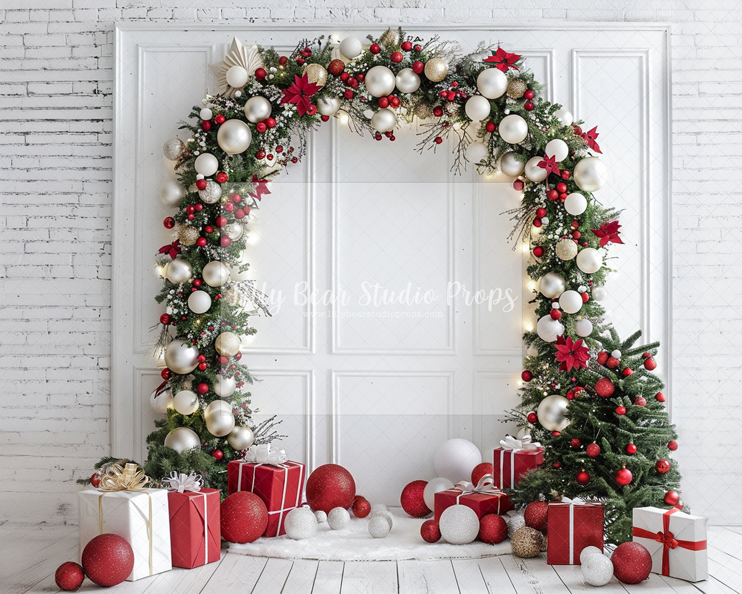 Red and White Christmas Garland Arch