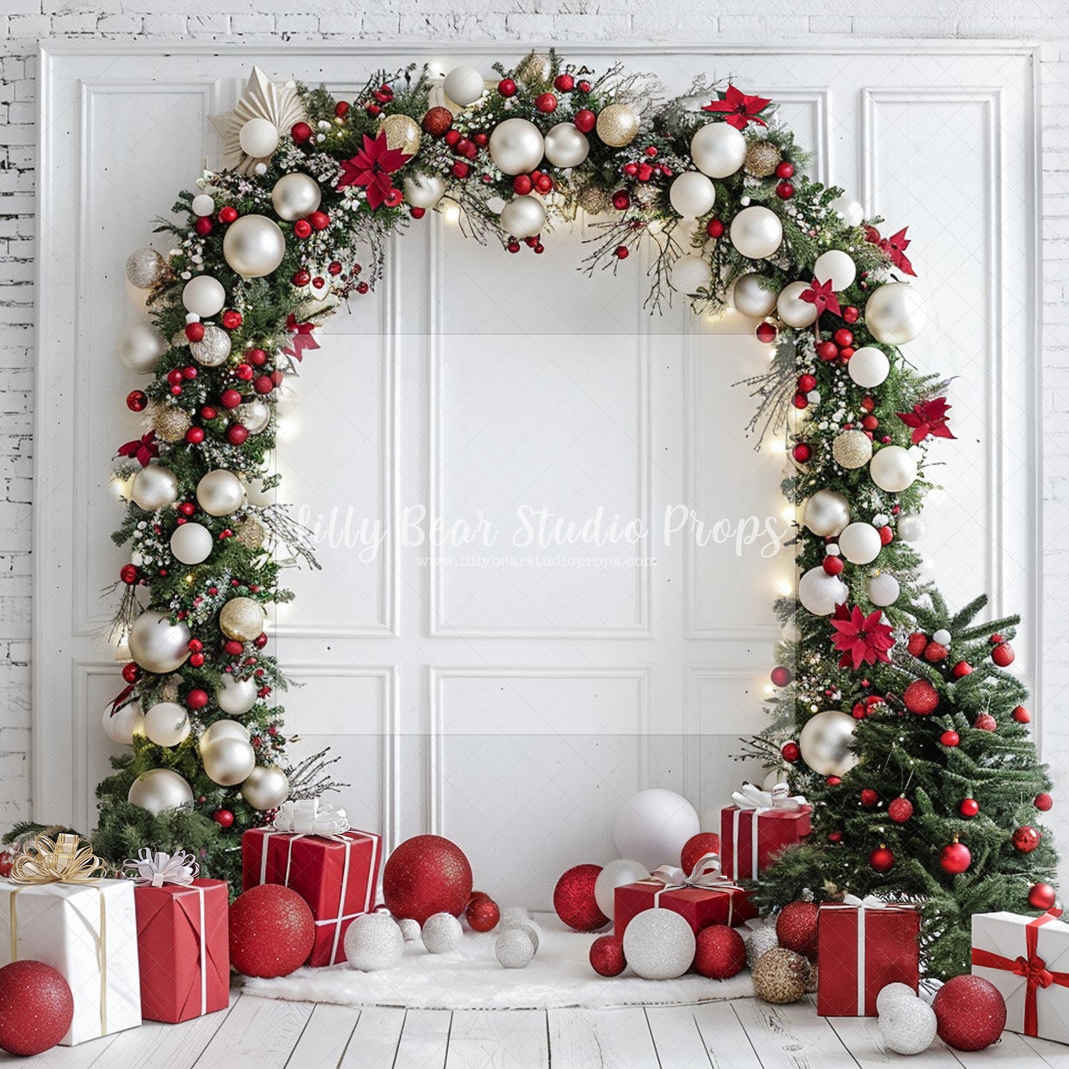Red and White Christmas Garland Arch