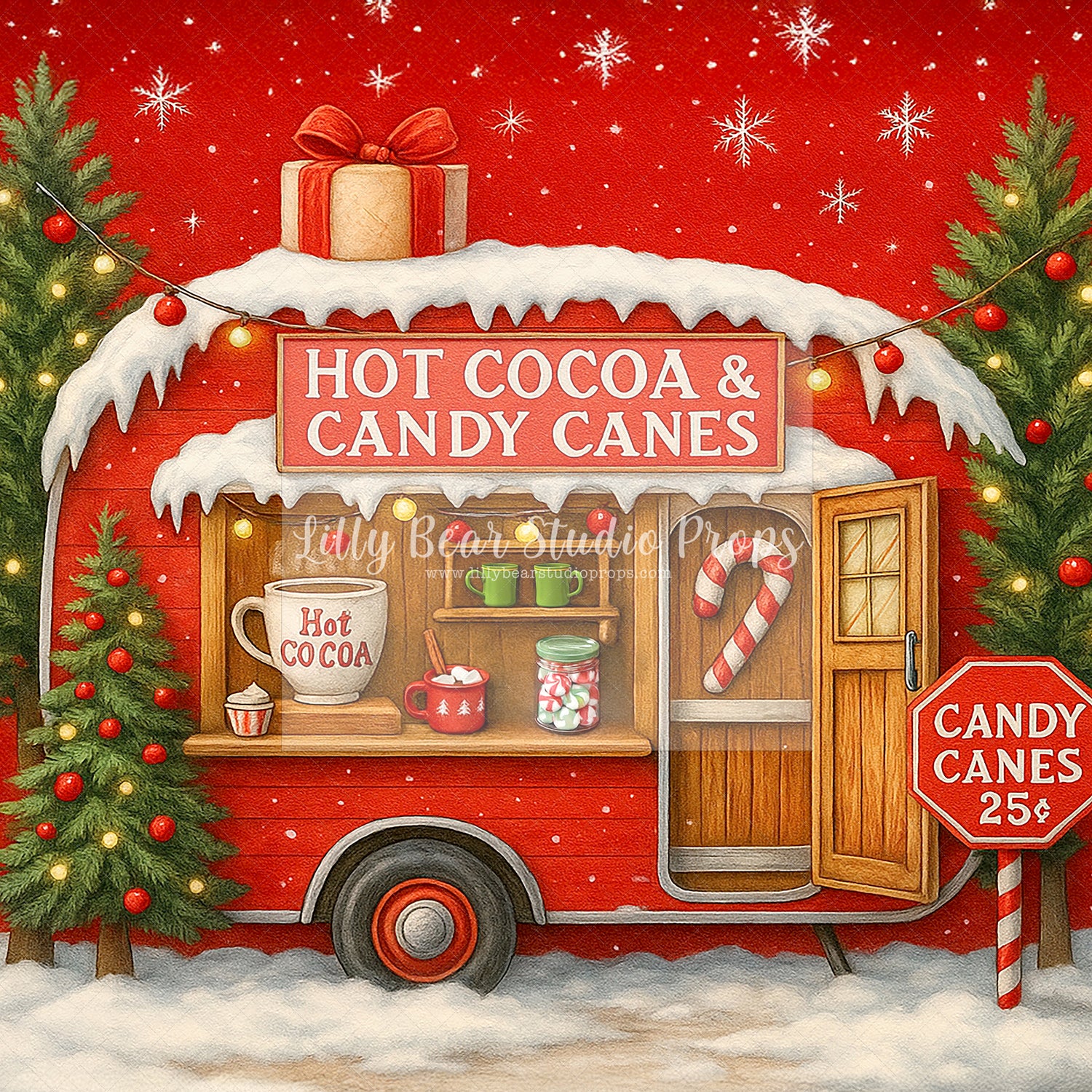 Retro Hot Cocoa & Candy Canes Van - Sweep Option