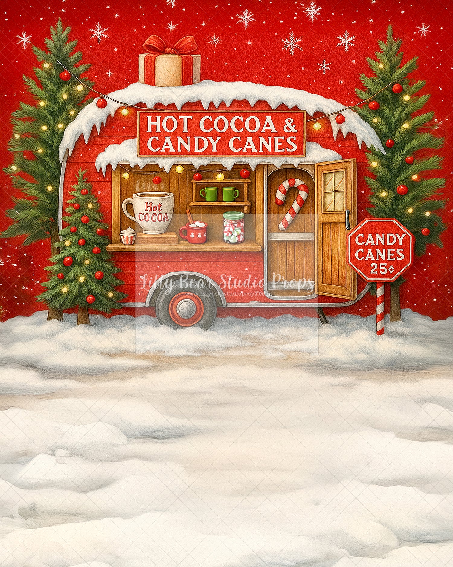 Retro Hot Cocoa & Candy Canes Van - Sweep Option
