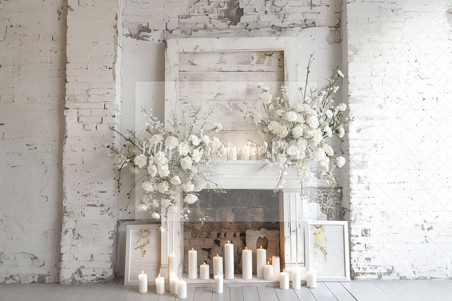 Rustic Romantic Candle Floral Fireplace
