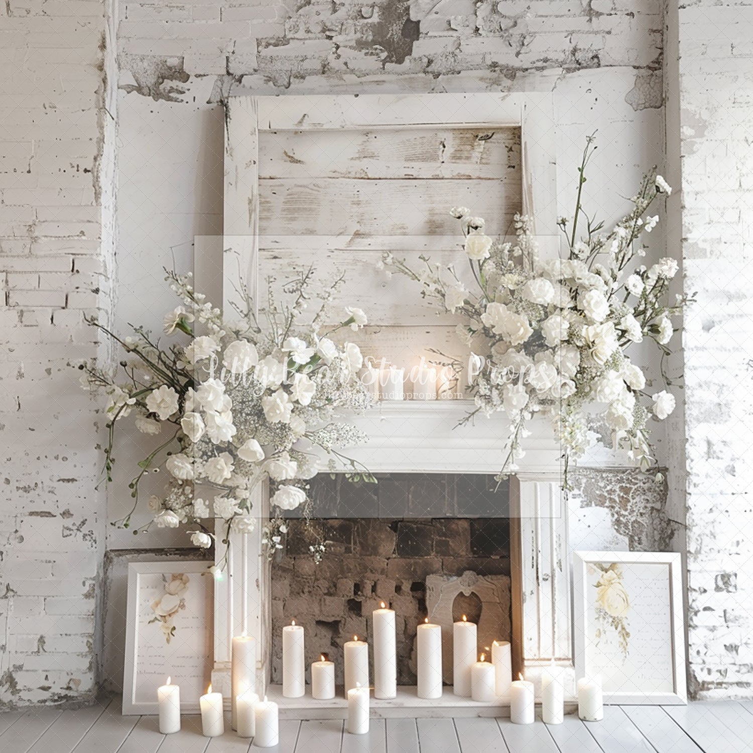 Rustic Romantic Candle Floral Fireplace