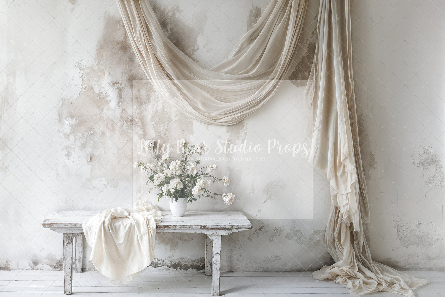 Rustic Romantic Draped Fabric Wall - Tester