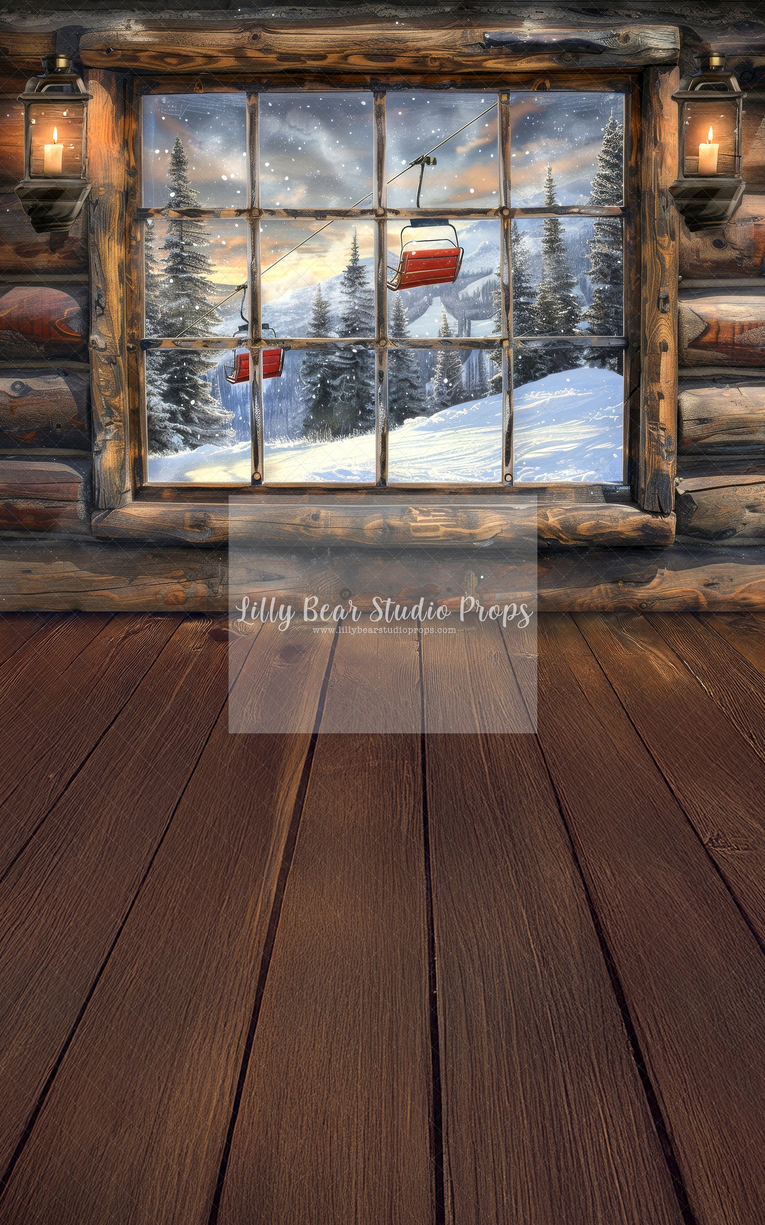 Ski Lift Lodge Winter Window Cabin  - Sweep Option