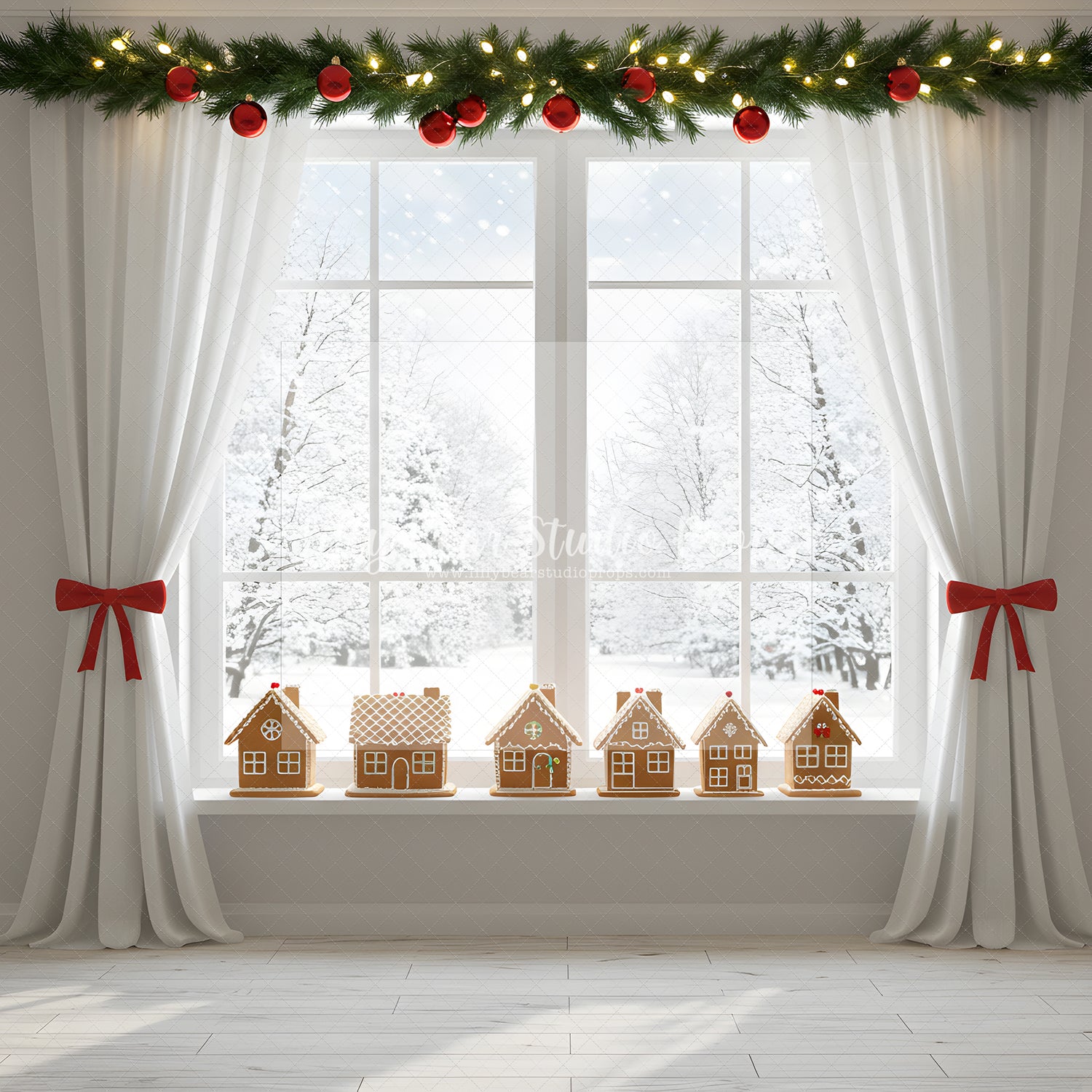 Snowy Village Window