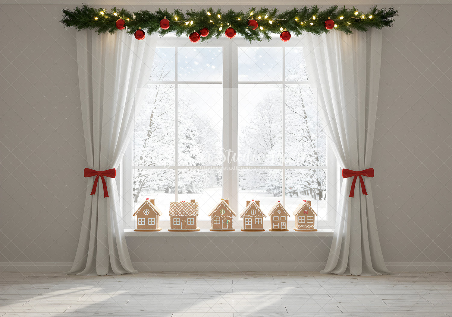 Snowy Village Window