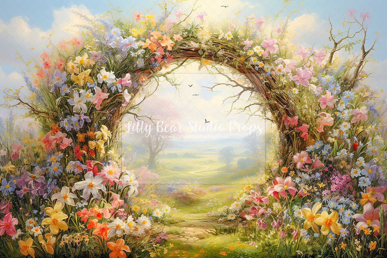 Springtime Floral Arch Garden Path