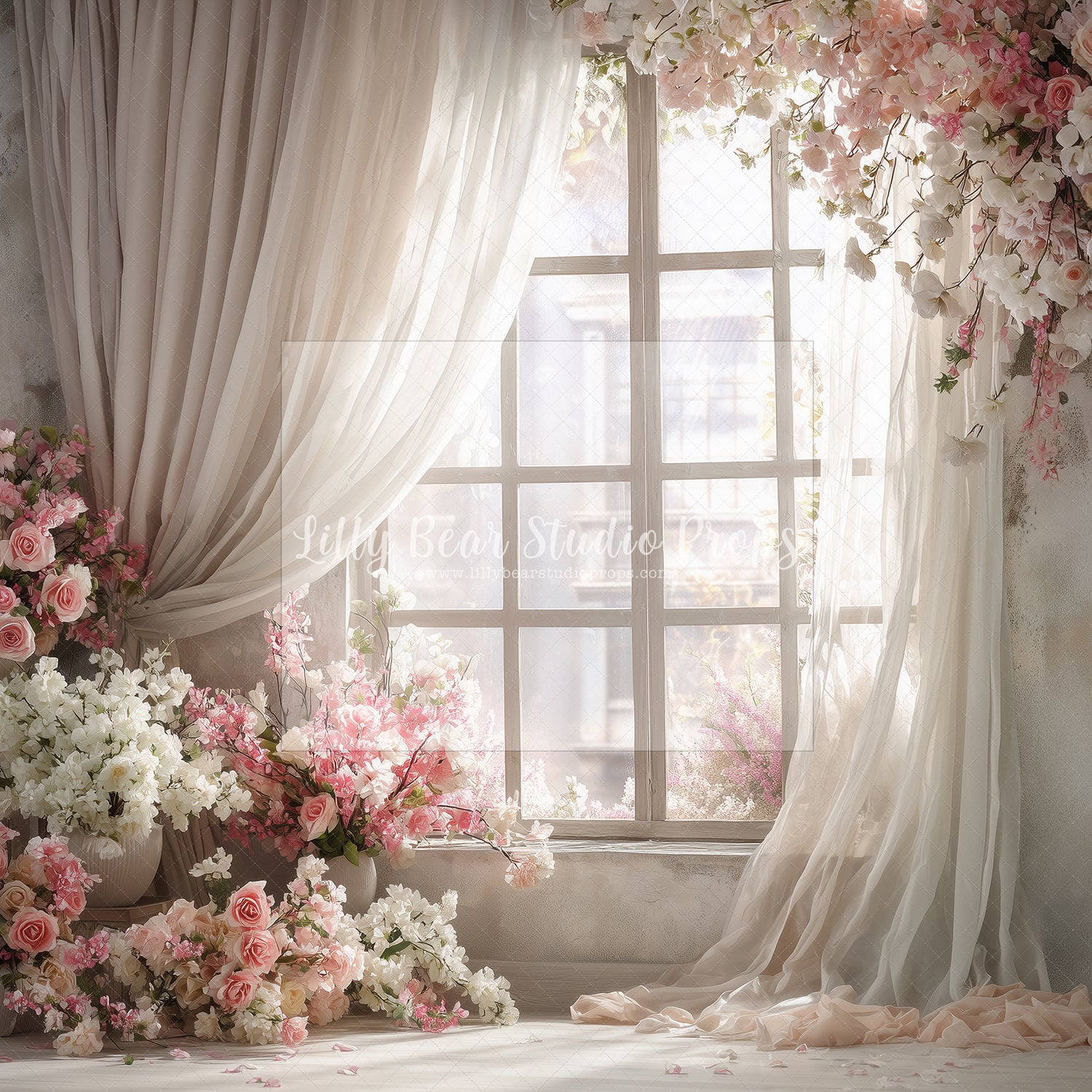 Springtime Pink Floral Window - Sweep Option
