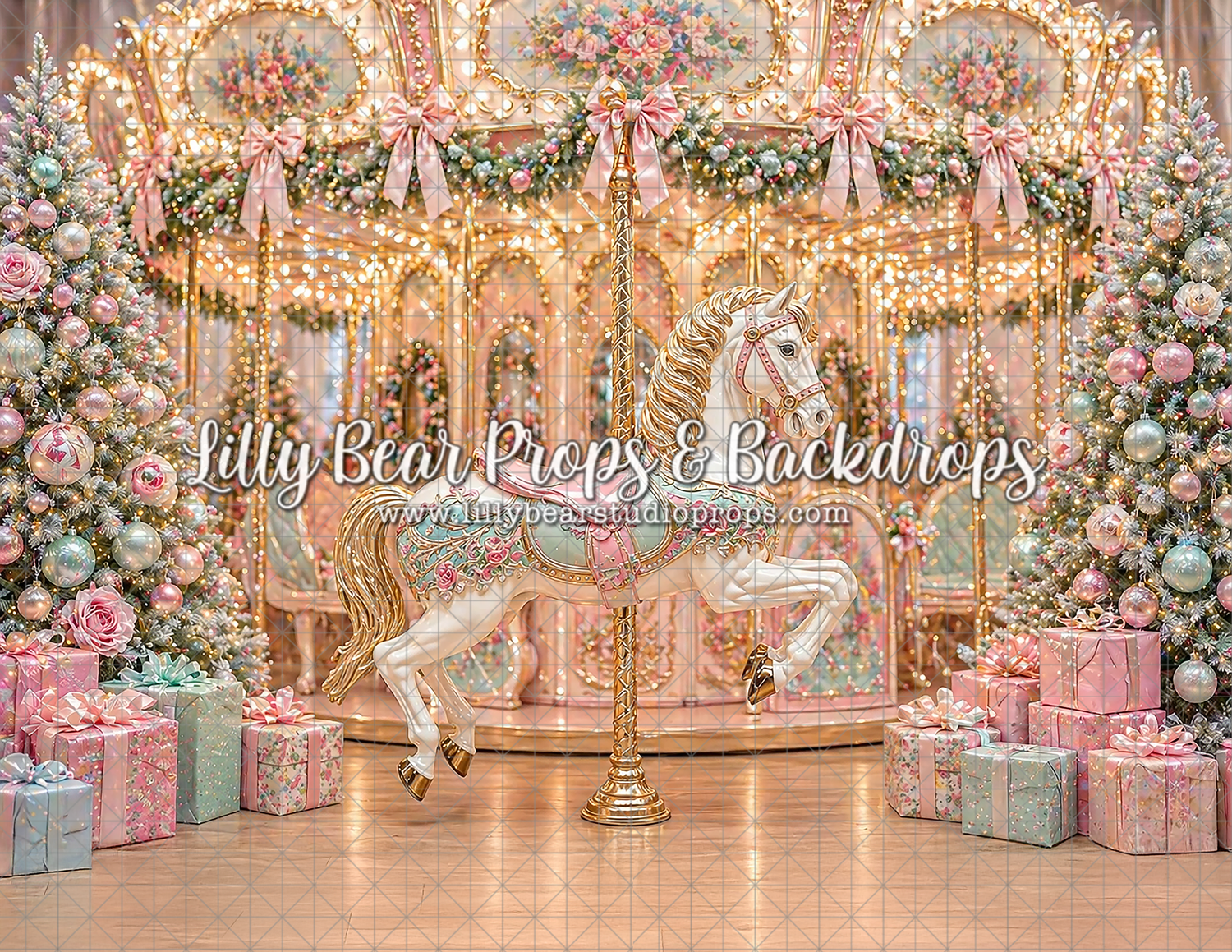 Sugarplum Carousel Dreams with Pink, Mint & Gold Rug COMBO
