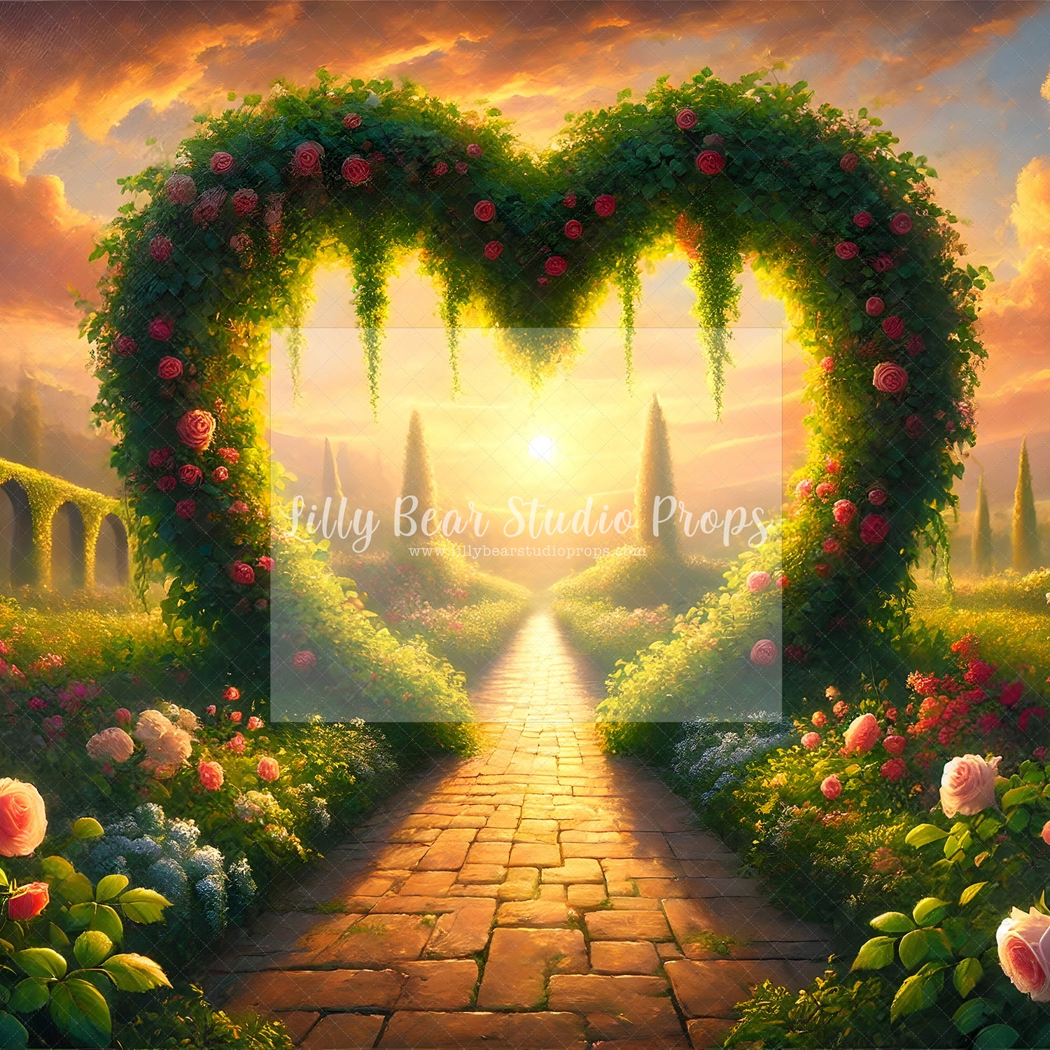 Sunset Heart Arch Rose Garden