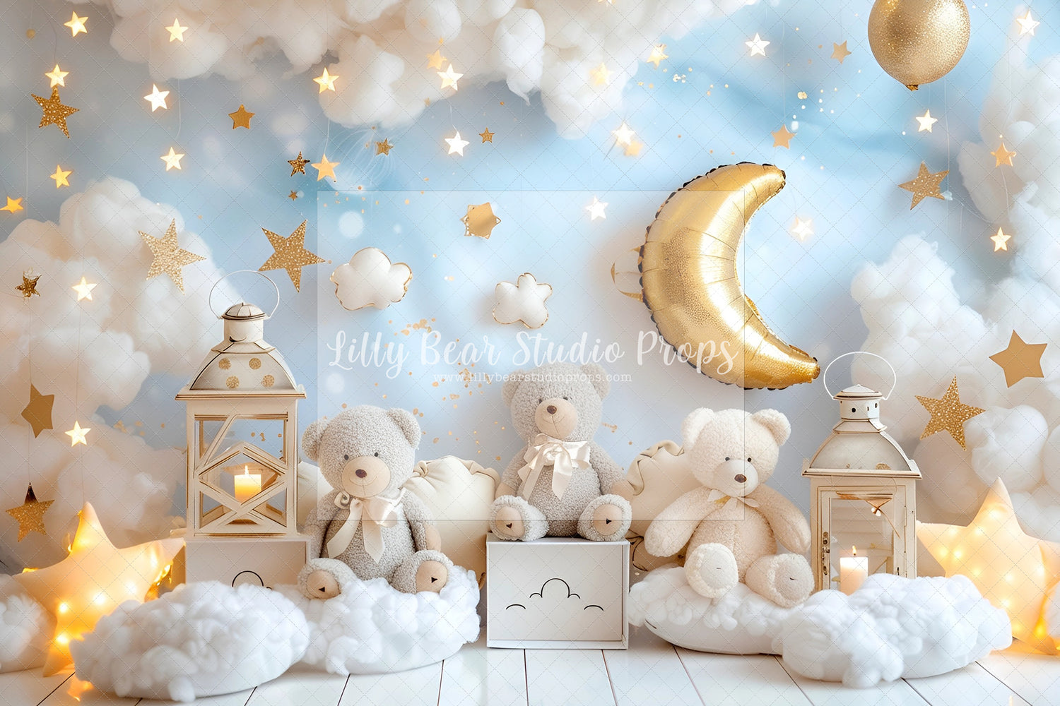 Teddy Bear Gold Moon & Stars