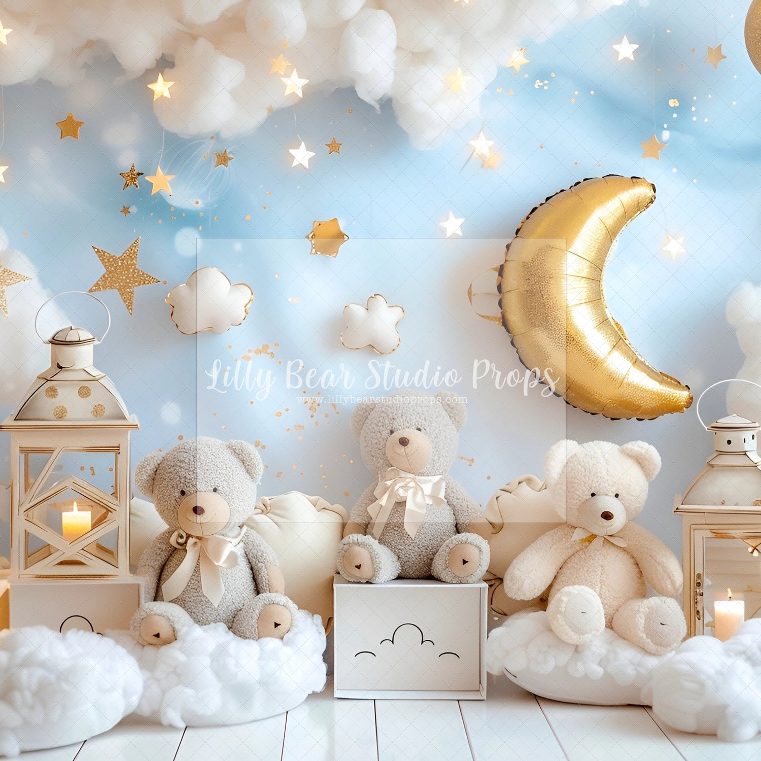 Teddy Bear Gold Moon & Stars