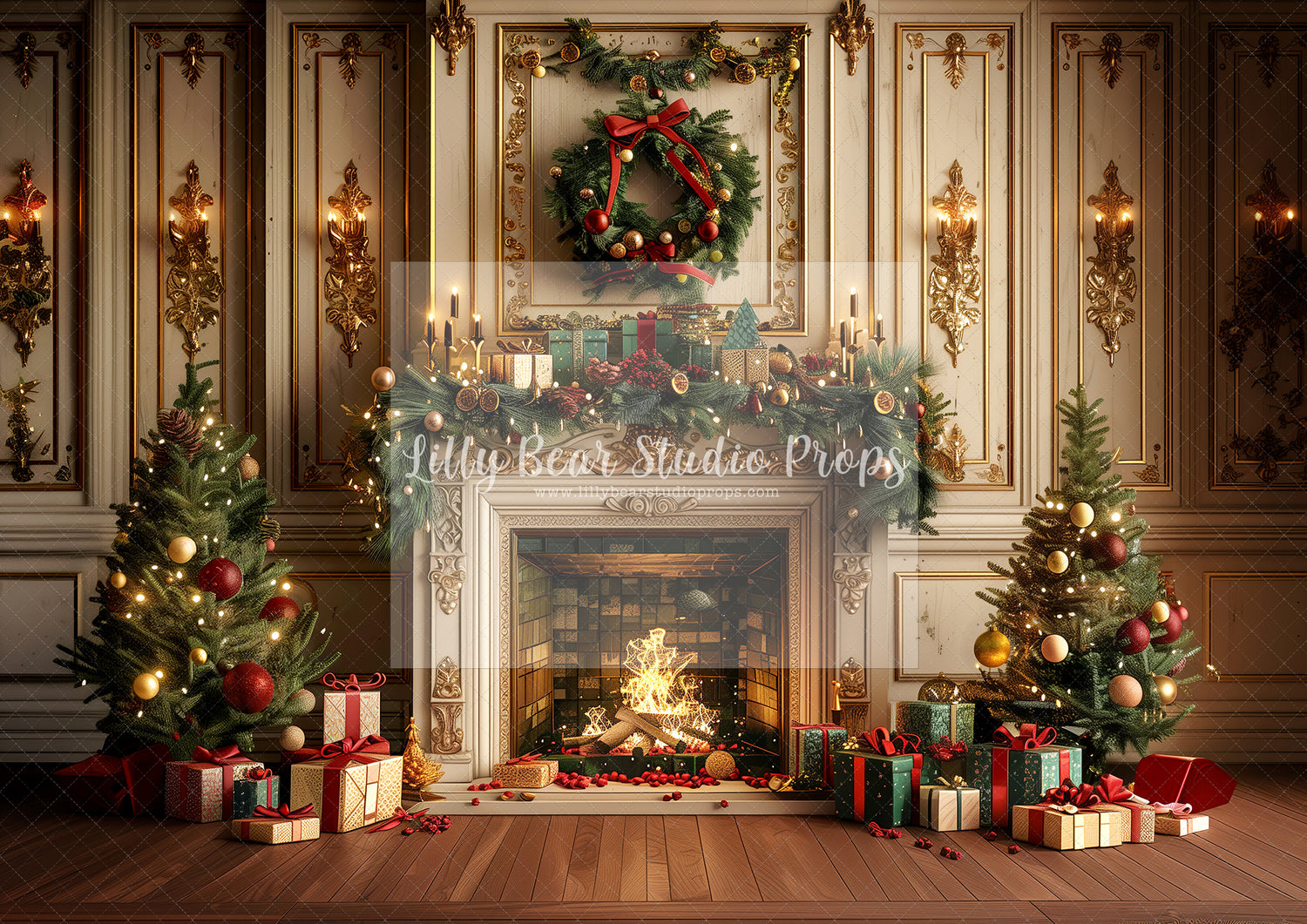 Traditional Cozy Gold Fireplace