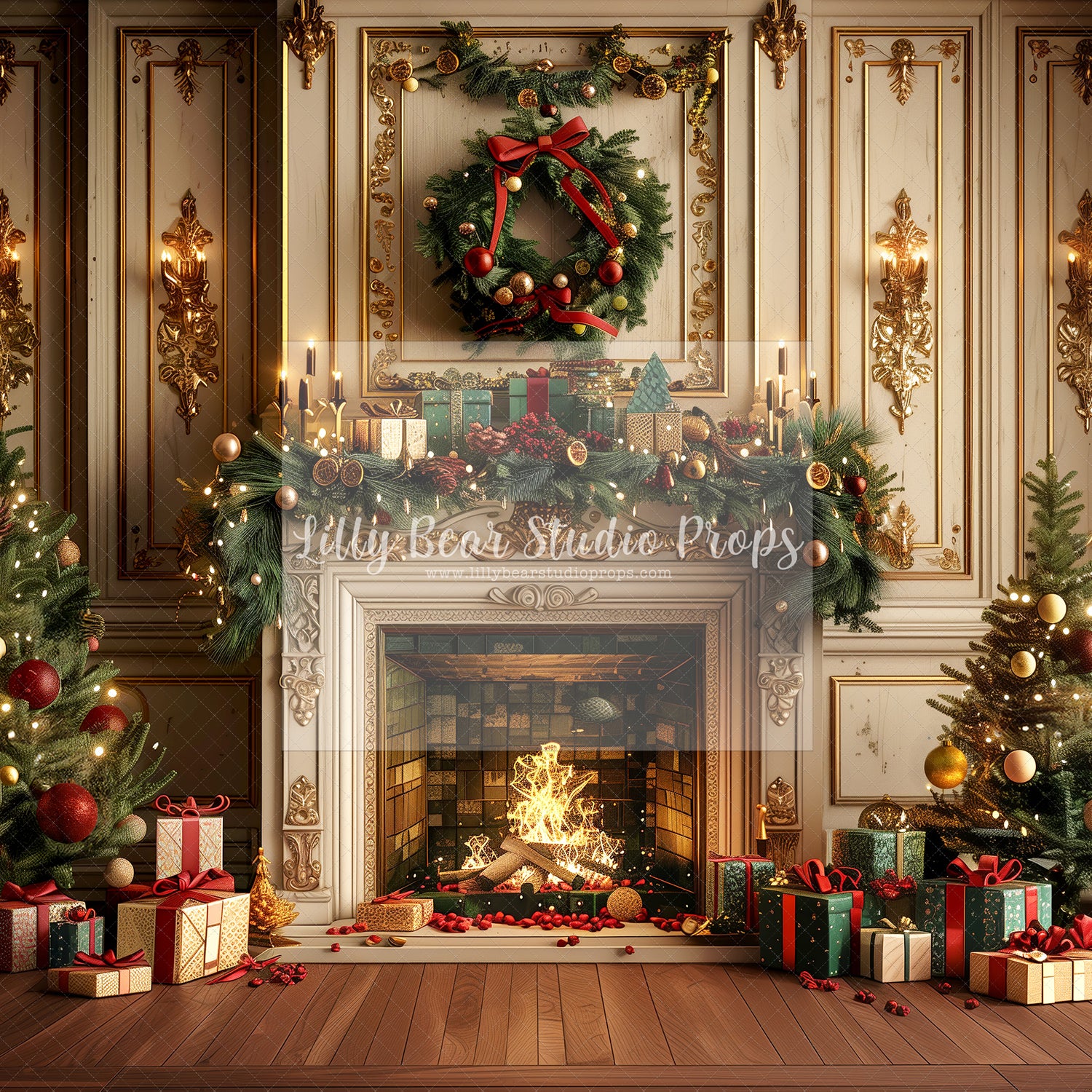 Traditional Cozy Gold Fireplace