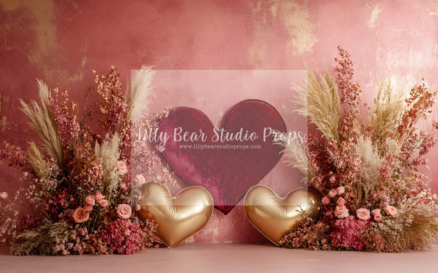 Velvet Heart with Pampas Grass
