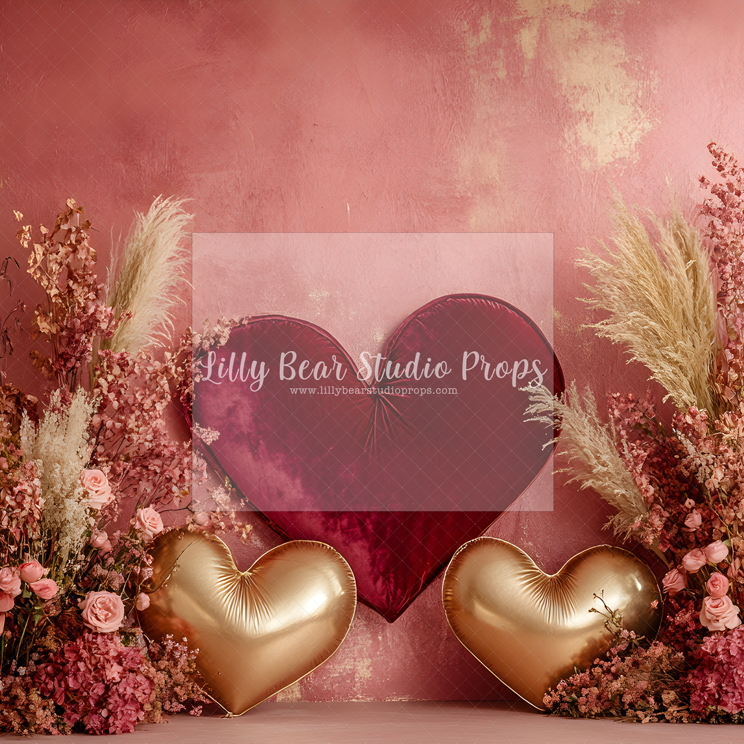 Velvet Heart with Pampas Grass