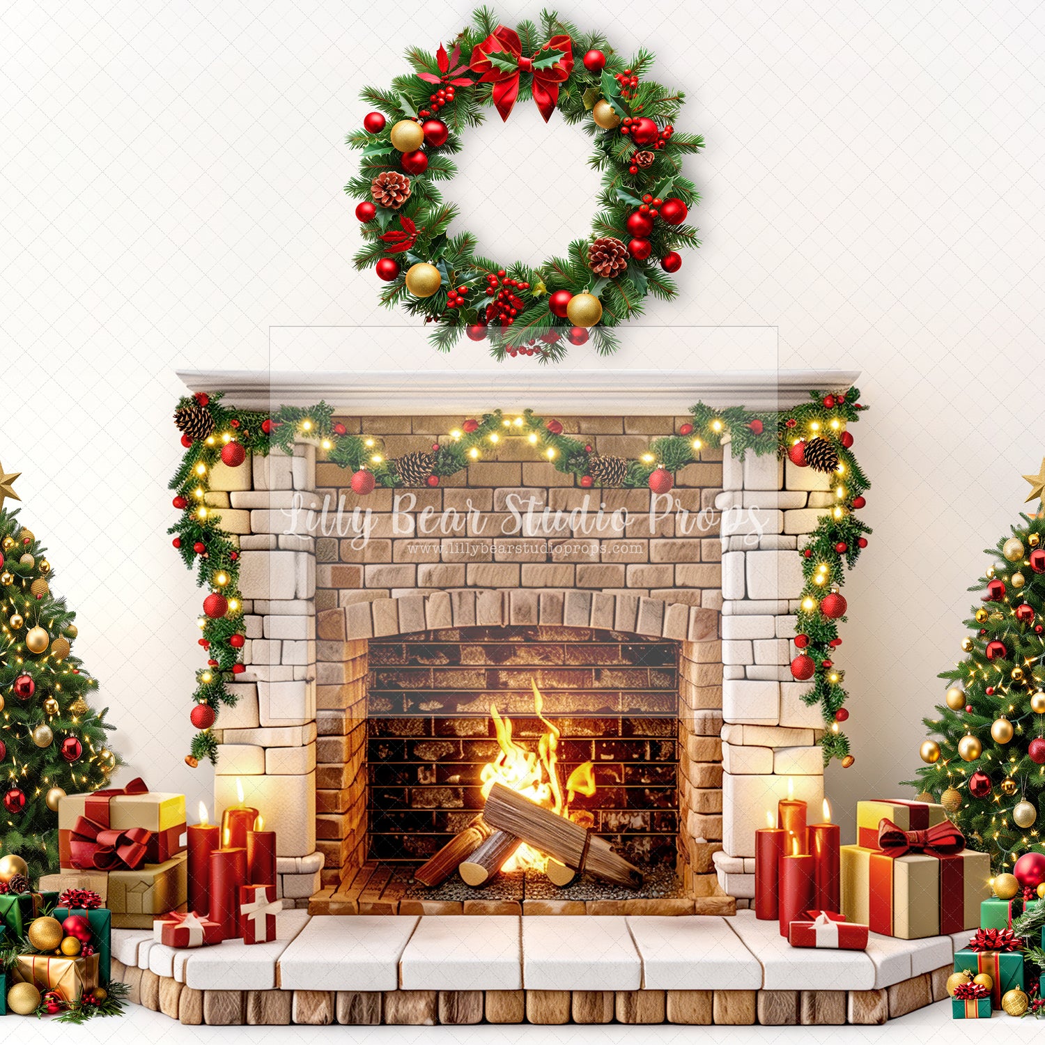 Vibrant Christmas Fireplace