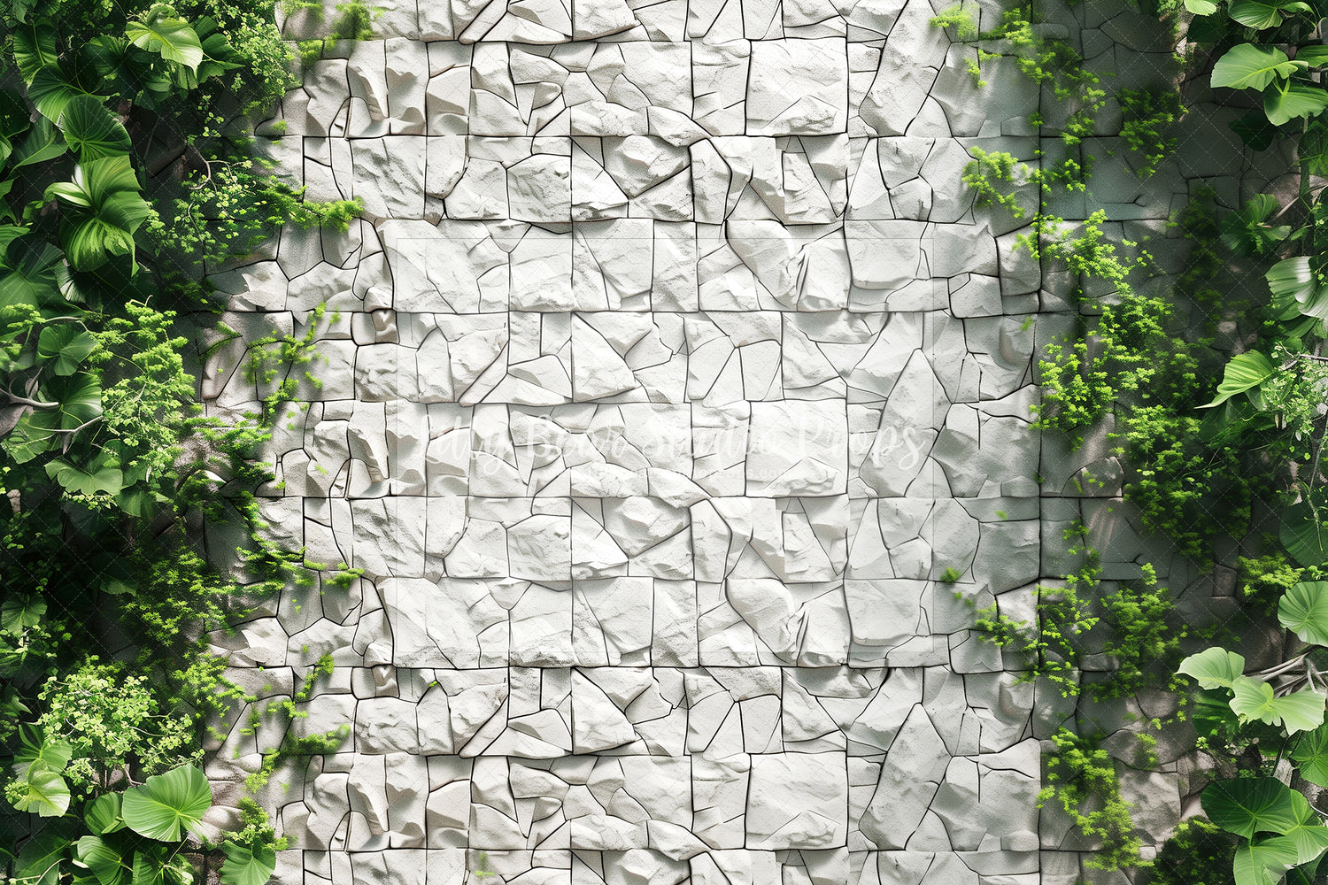 Vines on White Stone Floor