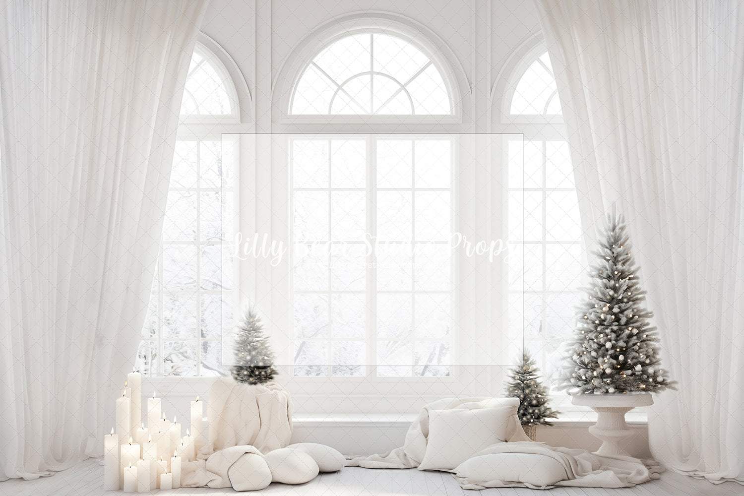 White Dreamy Christmas Arched Windows