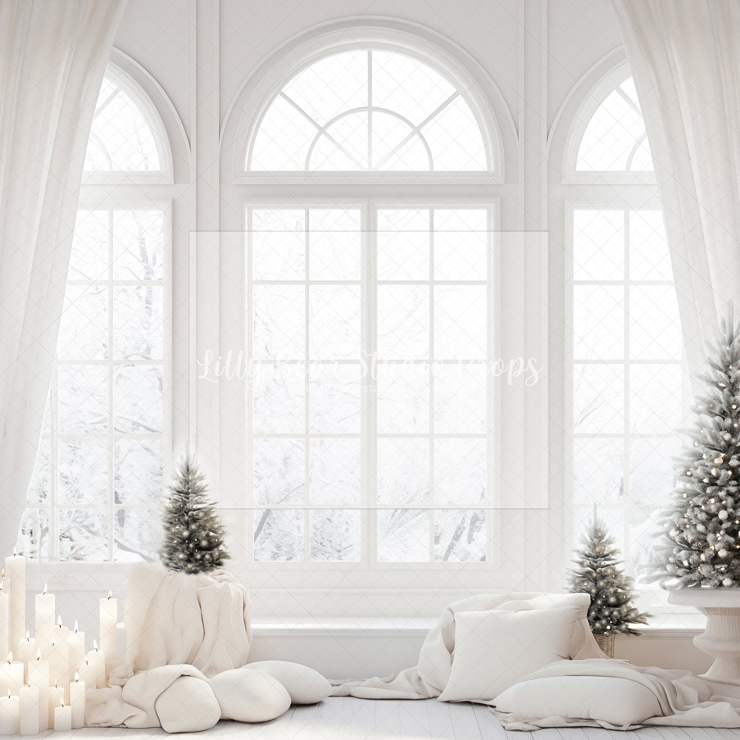 White Dreamy Christmas Arched Windows