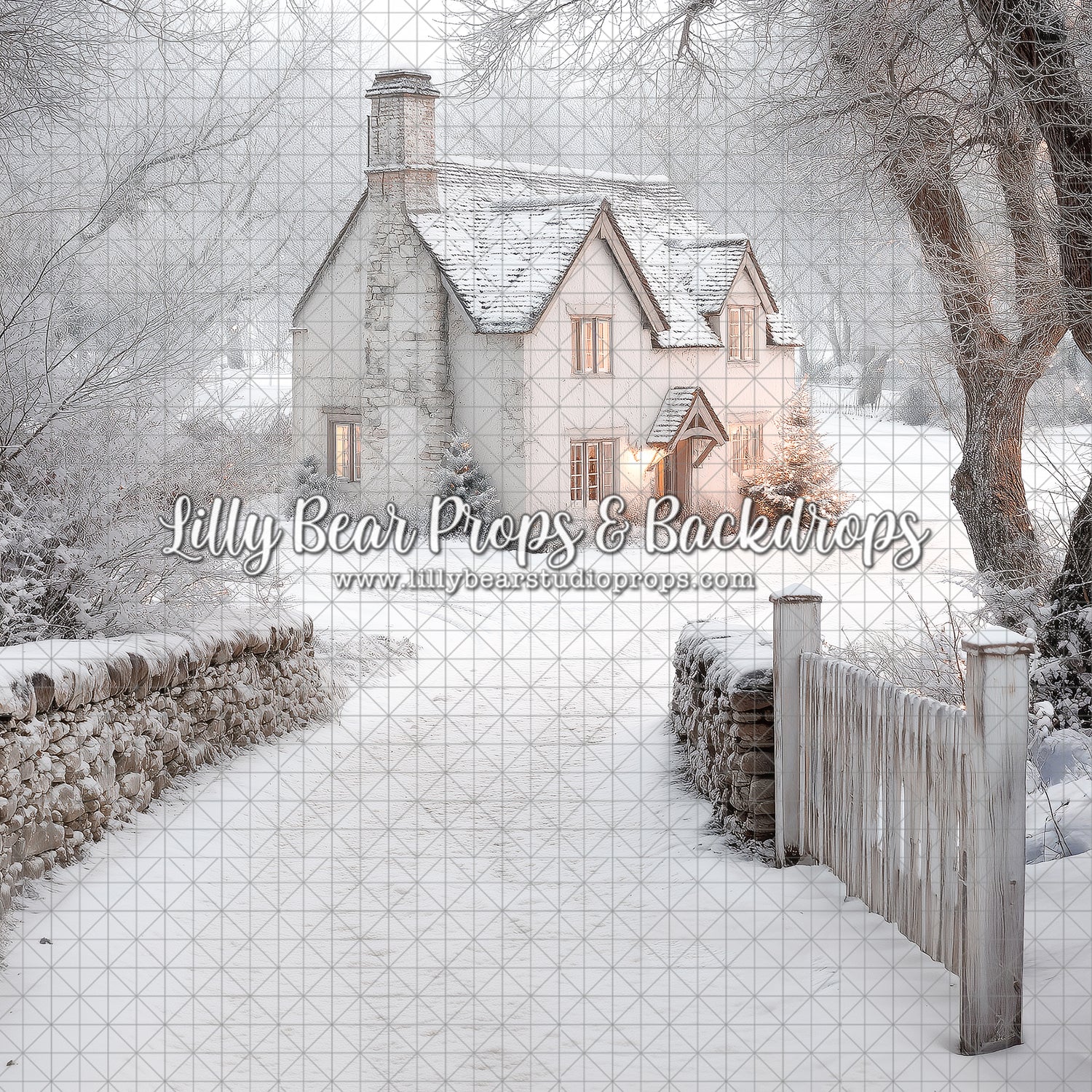 White Winter Cottage - Sweep Option