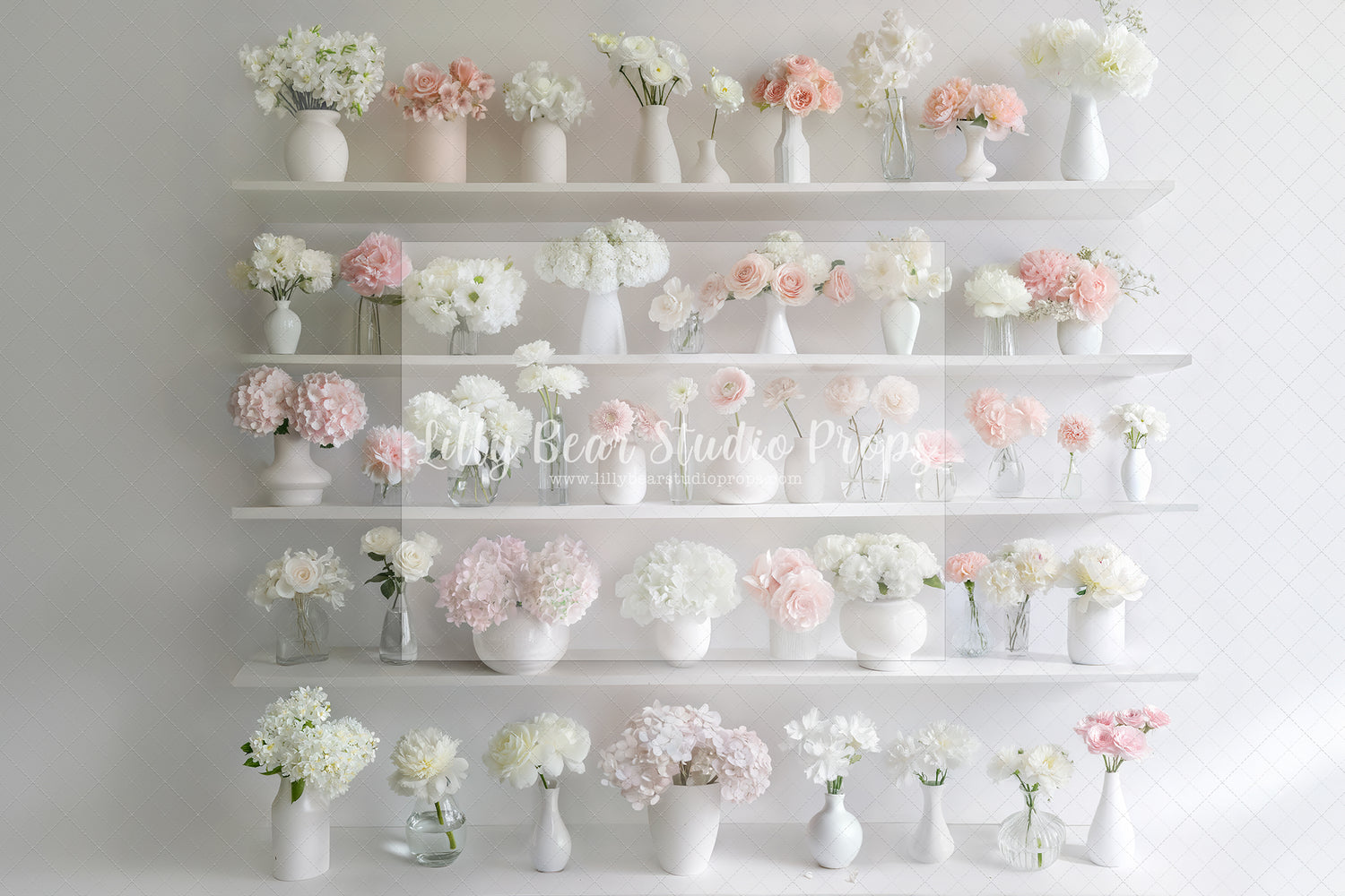 White and Pink Floral Gallery Wall