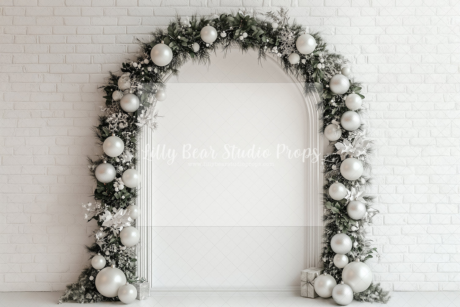 White and Silver Christmas Greens Arch
