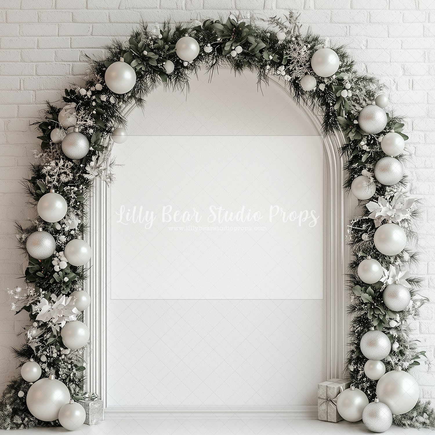 White and Silver Christmas Greens Arch
