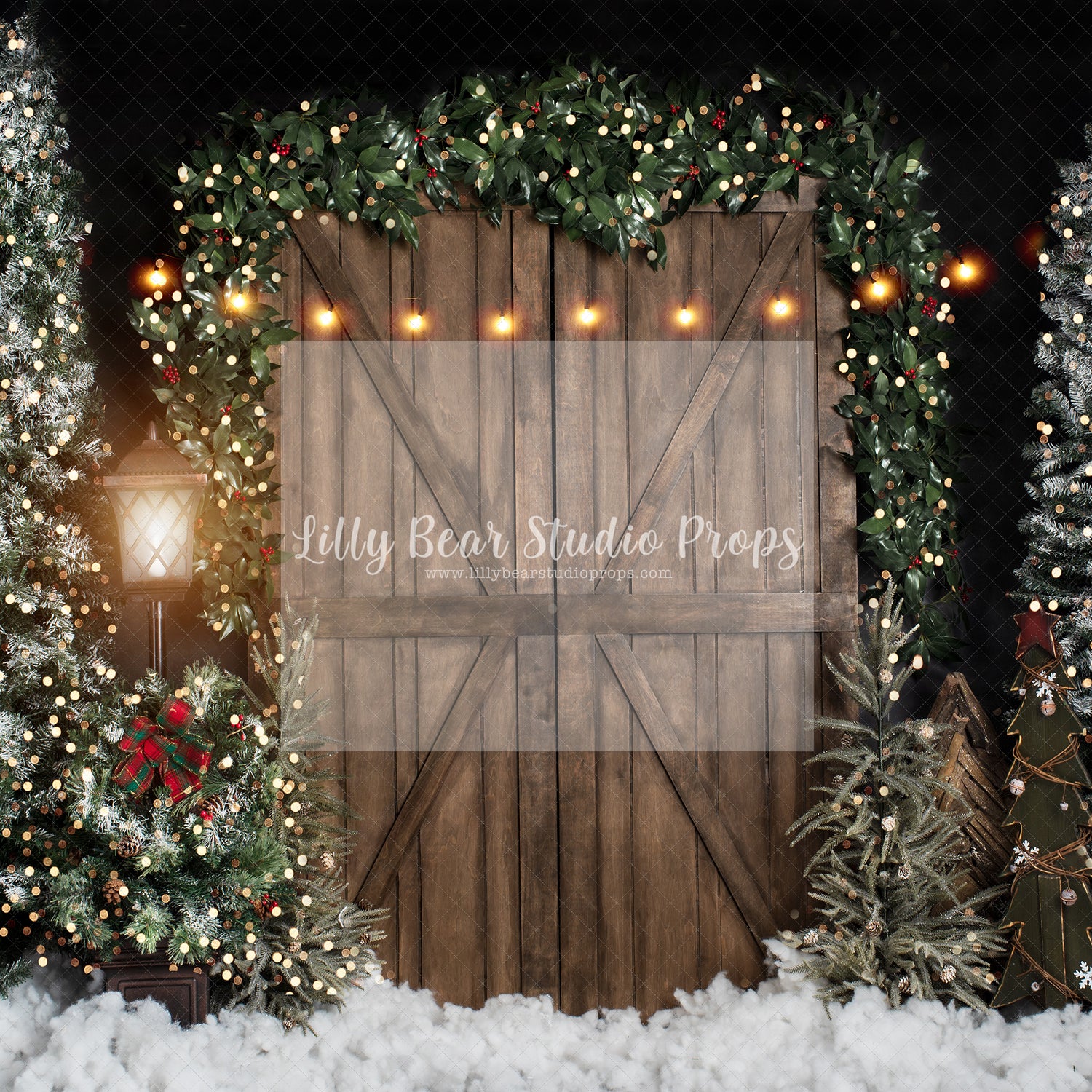 Winter Barn Door with Lights