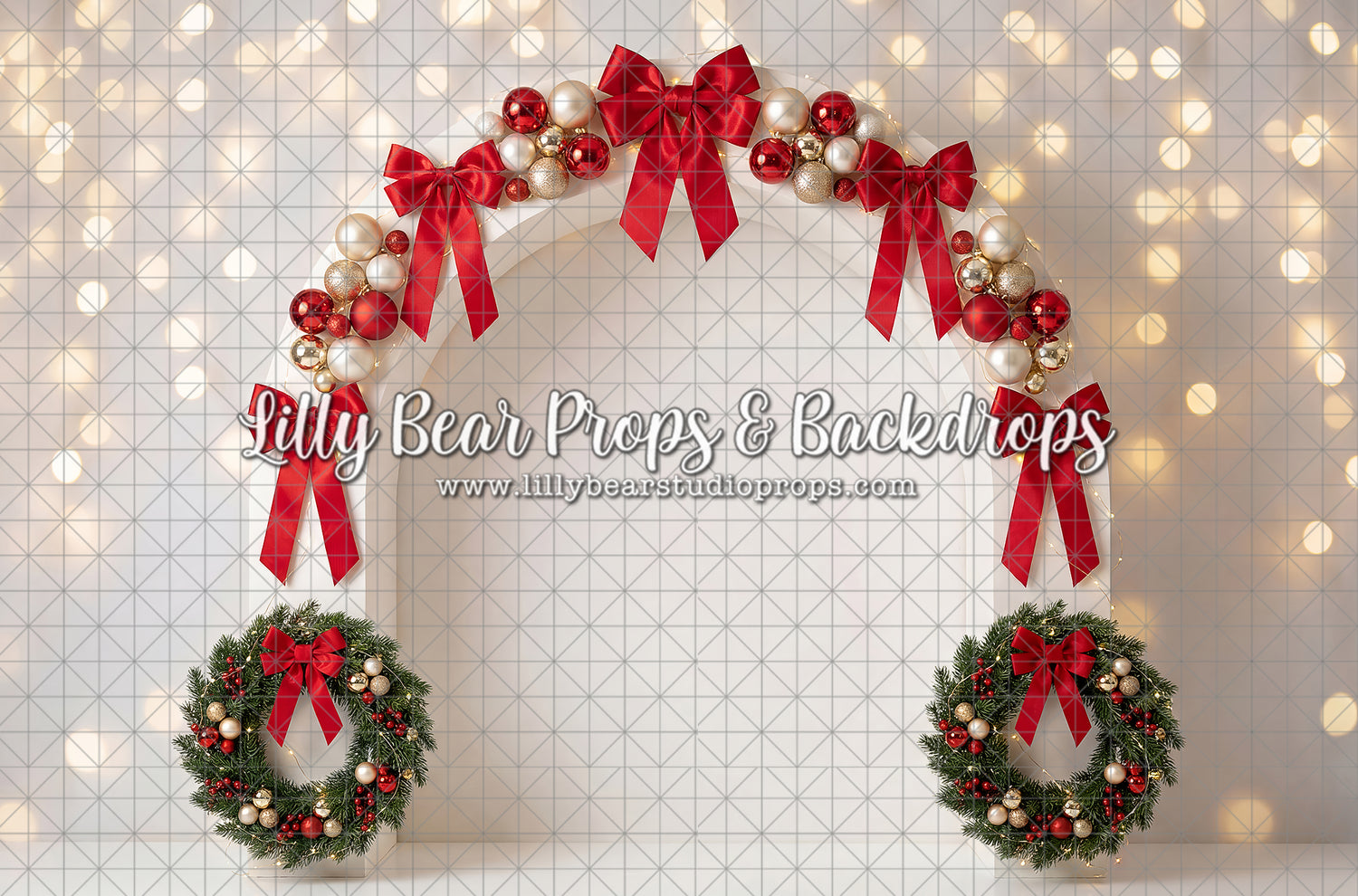 Winter Red Bow Wreath Archway
