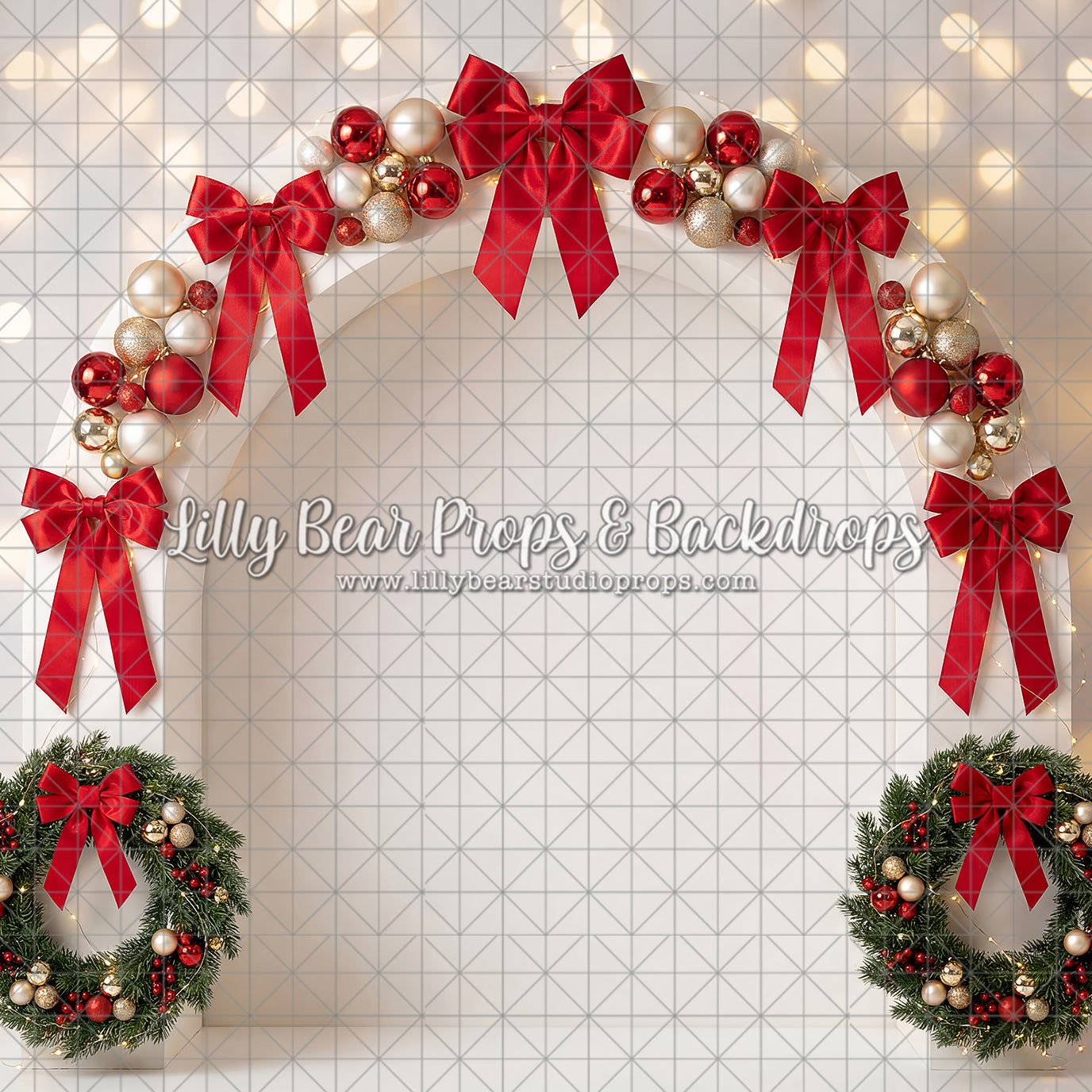 Winter Red Bow Wreath Archway