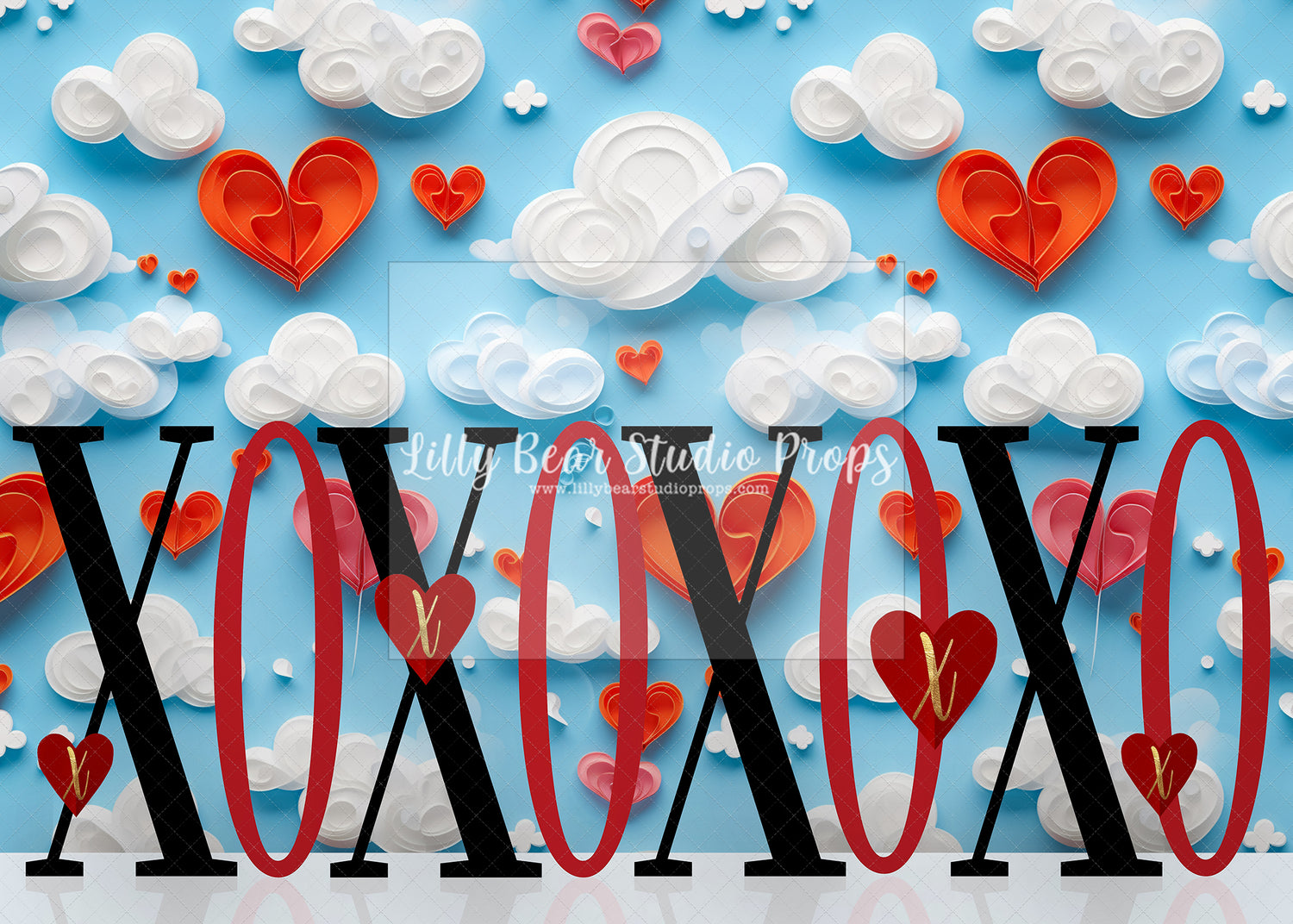 XOXO Hearts in the Clouds Quill Art