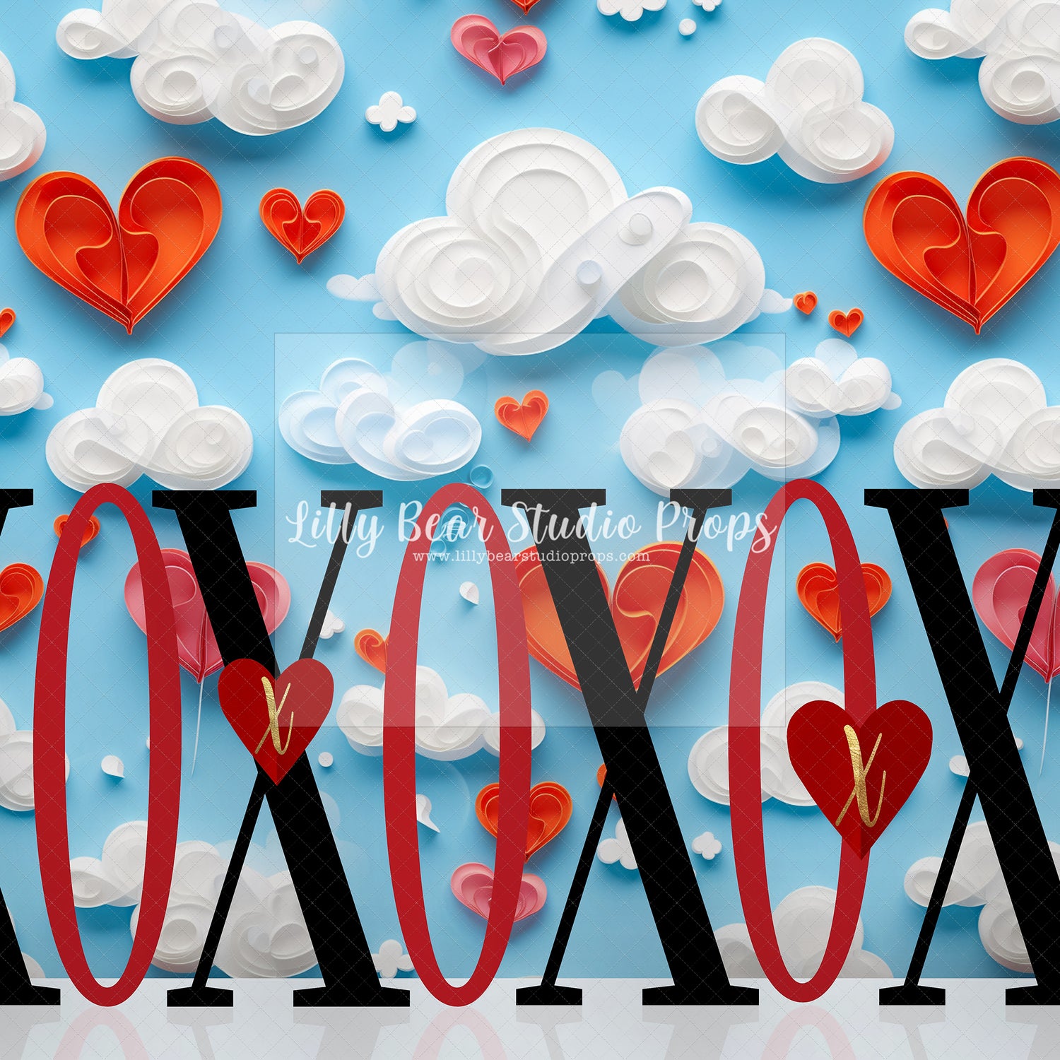 XOXO Hearts in the Clouds Quill Art
