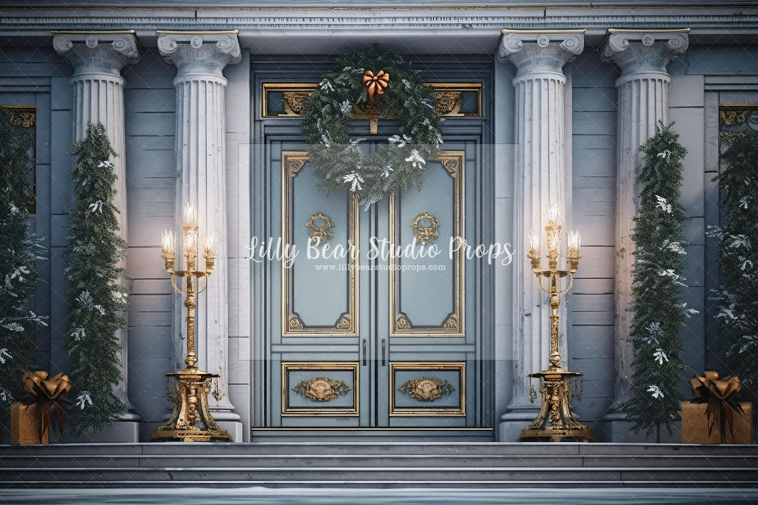 Elegant BlueChristmas Door