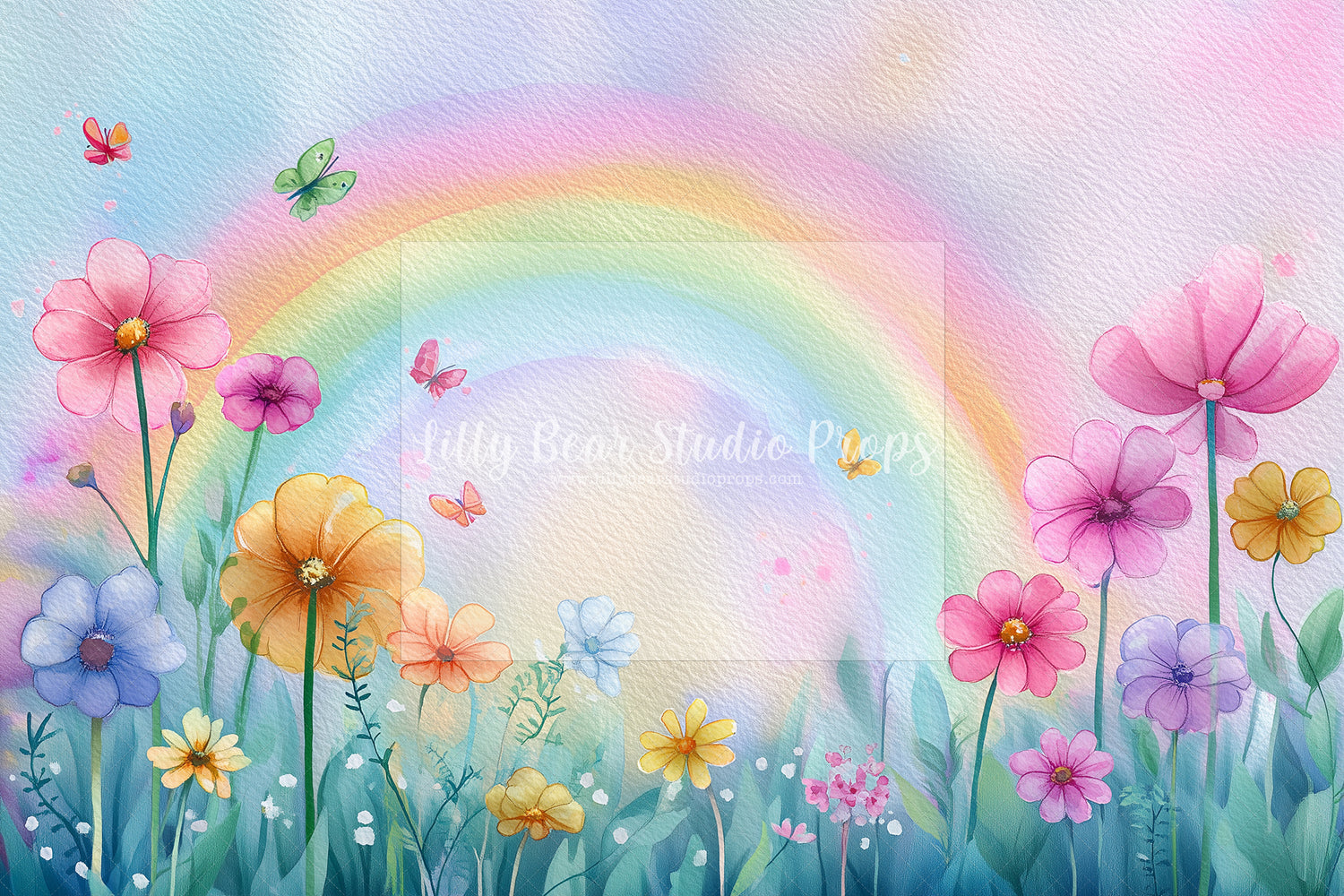 Watercolor Rainbow Bloom Field