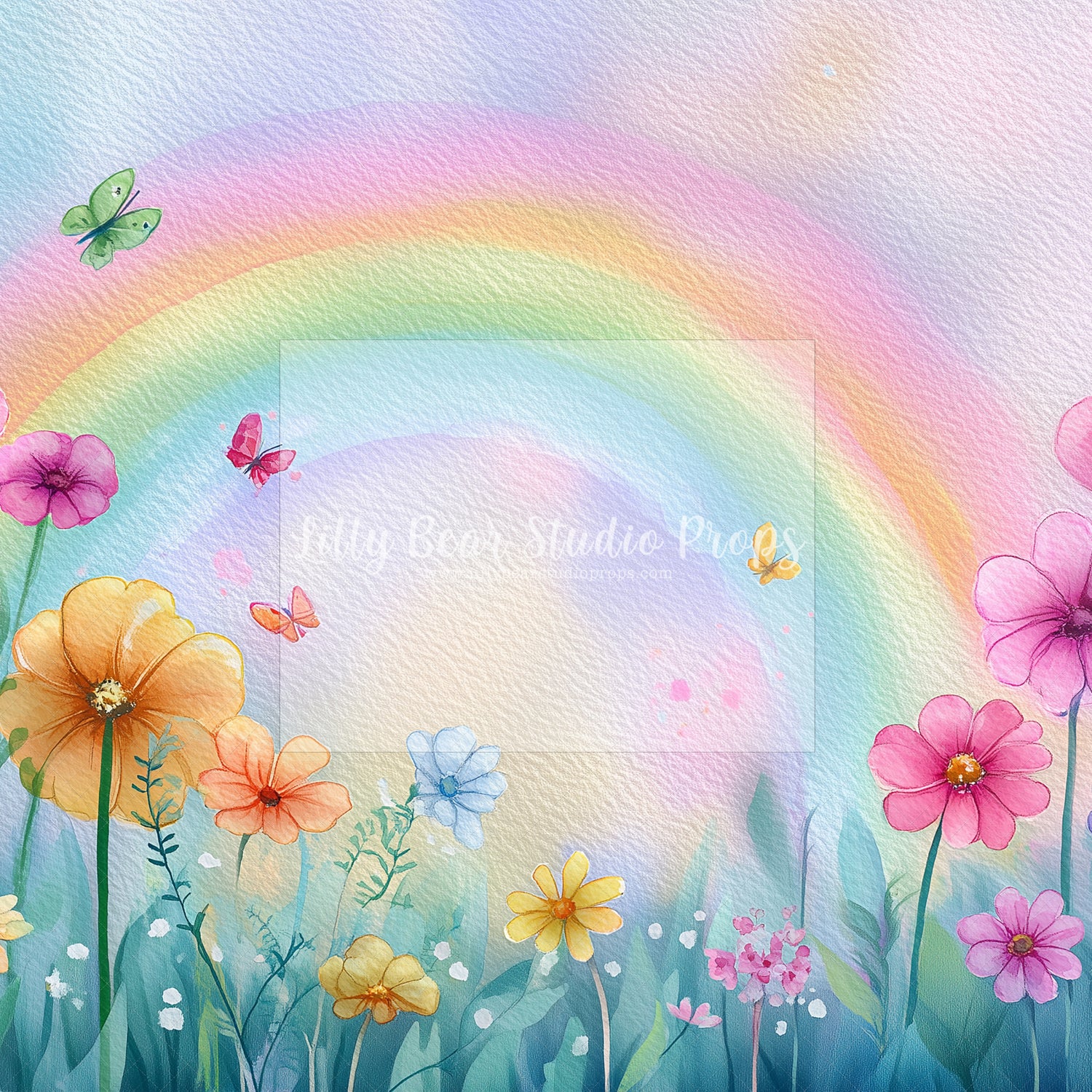 Watercolor Rainbow Bloom Field