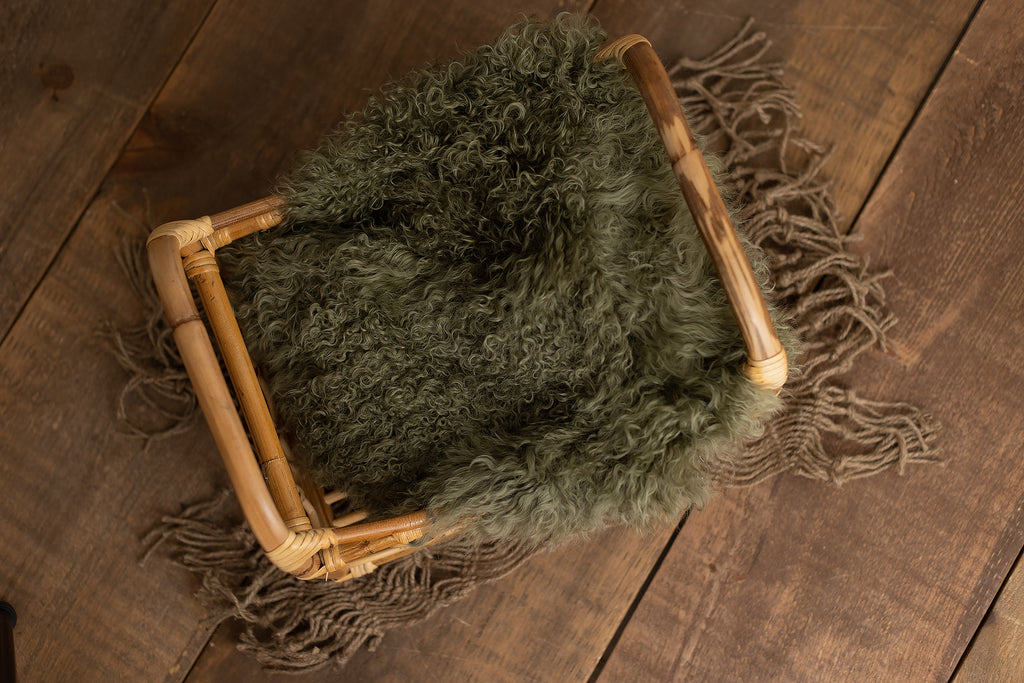 Olive Green Sheepskin - Lilly Bear Studio Props, boys, fur, Green, layers, neutral, newborn, olive, pink, props, Rabbit Fur, sheepskin, stuffer