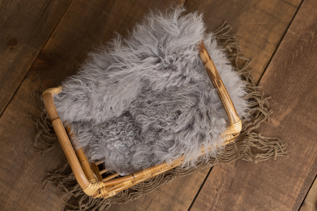 Grey Sheepskin - Lilly Bear Studio Props, fur, gender neutral, grey, layers, neutral, newborn, props, Rabbit Fur, sheepskin, silver, stuffer