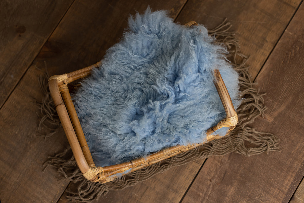 Sky Blue Sheepskin - Lilly Bear Studio Props, blue, boys, fur, gender neutral, layers, neutral, newborn, props, Rabbit Fur, sheepskin, stuffer