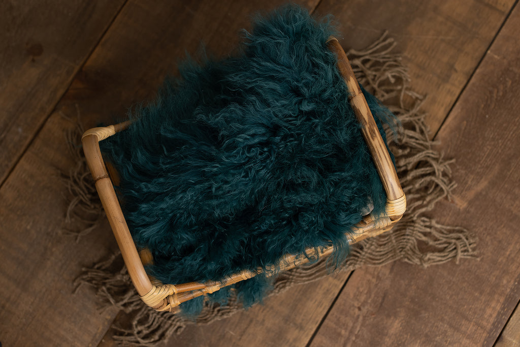 Teal Sheepskin - Lilly Bear Studio Props, fur, gender neutral, layers, neutral, newborn, props, Rabbit Fur, sheepskin, stuffer, teal