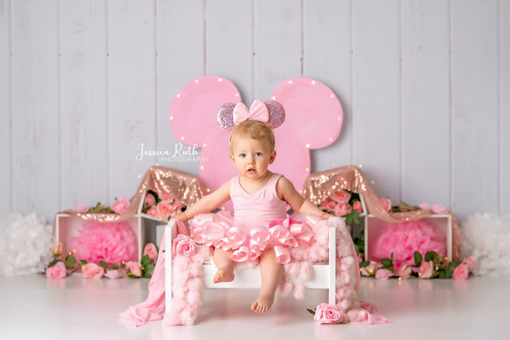 Minnie Roses - Lilly Bear Studio Props, balloon, balloon garland, bow-tique, bowtique, castle, disney, disney world, disneyland, FABRICS, girl, mickey ears, mickey mouse, minnie, minnie mouse, minnie mouse bow, minnie mouse garden, minnie topiary, minnie's bowtique, pink, pink and gold, pink minnie, princess