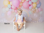 Pastel Shimmer Rainbow Balloon Garland - Lilly Bear Studio Props, balloon, balloon arch, balloon rainbow, boho pastel rainbow, cloud, cloud rainbow, clouds, colourful rainbow, colours of the rainbow, pastel, pastel balloon garland, pastel balloon wall, pastel balloons, pastel blue, pastel rainbow, purple pastel balloons, rainbow cloud, raining rainbow