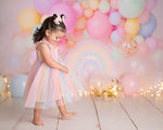 Pastel Shimmer Rainbow Balloon Garland - Lilly Bear Studio Props, balloon, balloon arch, balloon rainbow, boho pastel rainbow, cloud, cloud rainbow, clouds, colourful rainbow, colours of the rainbow, pastel, pastel balloon garland, pastel balloon wall, pastel balloons, pastel blue, pastel rainbow, purple pastel balloons, rainbow cloud, raining rainbow