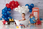 Paddington Bear - Lilly Bear Studio Props, bear, blue white red balloons, Red & Green, red balloons, red white and blue, telephone booth